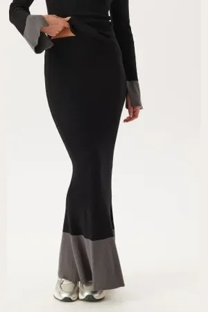 BUBBLEROOM Contrast Rib Knitted Skirt XS