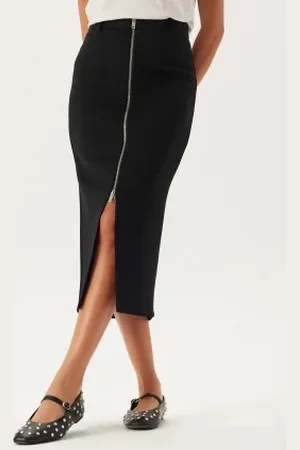 BUBBLEROOM Zip Midi Skirt XS