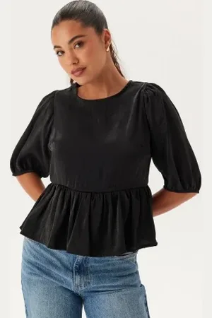 BUBBLEROOM Round Neck Puff Sleeve Blouse XS