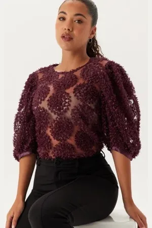 BUBBLEROOM 3D Flower Puff Sleeve Blouse XS