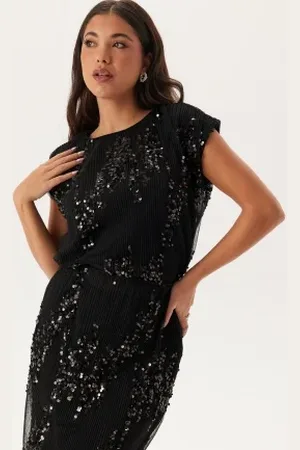 BUBBLEROOM Sequin Mesh Top XS
