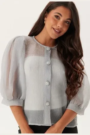 BUBBLEROOM Puff Sleeve Organza Blouse L