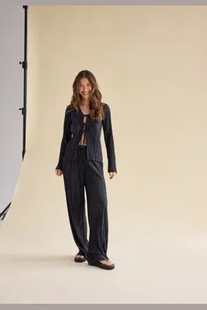 BUBBLEROOM Pleated Wide Trousers L