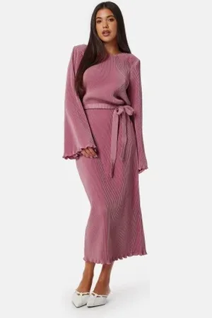BUBBLEROOM Pleated Tie Midi Dress M