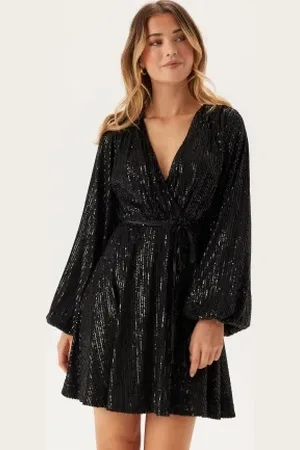 BUBBLEROOM Sequin Balloon Sleeve Dress XS