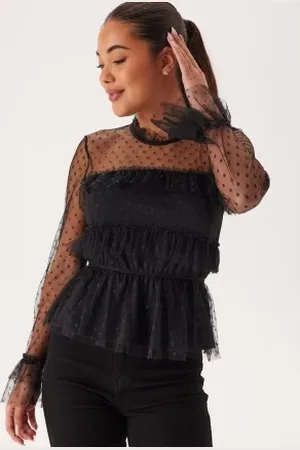 BUBBLEROOM Dotted Mesh L/S Blouse 36