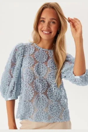 BUBBLEROOM 3D Flower Puff Sleeve Blouse XS
