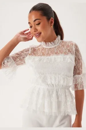 BUBBLEROOM Frill Lace Blouse 40