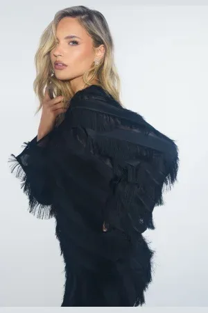 BUBBLEROOM Fringe Flared Sleeve Blouse XS