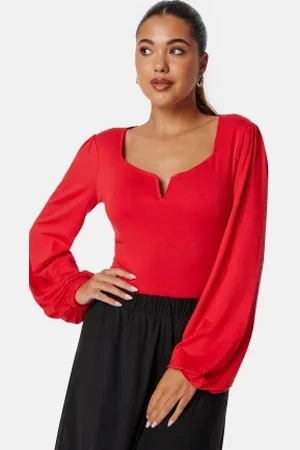 BUBBLEROOM Square V-neck Long Sleeve Puff Top XS