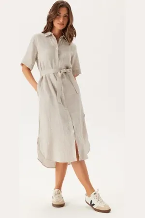 GANT Reg Linen Ss Shirt Dress 34