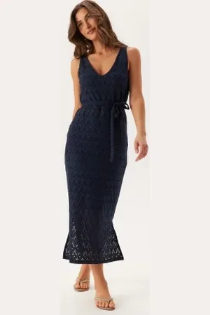 VILA Viamalina V-neck S/L MIDI DRES L