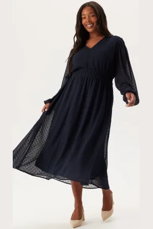 Happy Holly Dobby Dot Smock Midi Dress 32/34