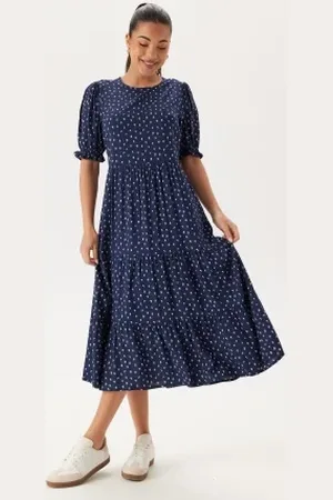 Happy Holly Puff Sleeve Viscose Midi Dress 32/34
