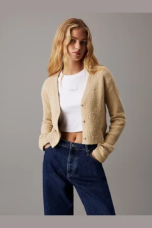 Calvin Klein Cropped Textured Knit Cardigan
