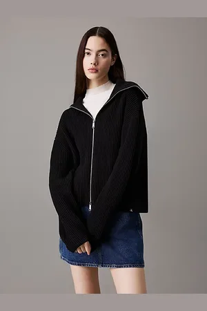 Calvin Klein Chunky Ribbed Zip Up Cardigan
