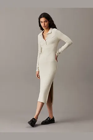 Calvin Klein Long Ribbed Cotton Polo Dress