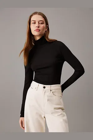Calvin Klein Fitted Ribbed Mock Neck Top