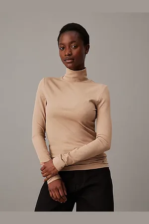Calvin Klein Fitted Ribbed Mock Neck Top