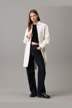 Calvin Klein Relaxed Cotton Flannel Shirt Dress