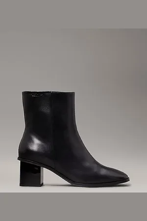 Calvin Klein Leather Square Toe Ankle Boots