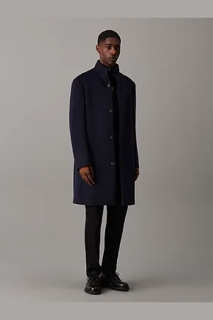 Calvin Klein Slim Wool Funnel Neck Coat