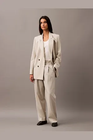 Calvin Klein Pleated Wool Gabardine Blend Trousers