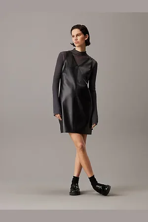 Calvin Klein Faux Leather Sleeveless Dress