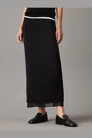 Calvin Klein Sheer Panel Ankle Skirt