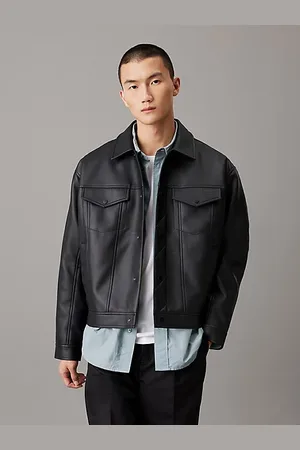 Calvin Klein Faux Leather Trucker Jacket