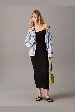 Calvin Klein Ribbed Cotton Strapless Dress