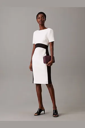 Calvin Klein Slim Scuba Two Colour Dress