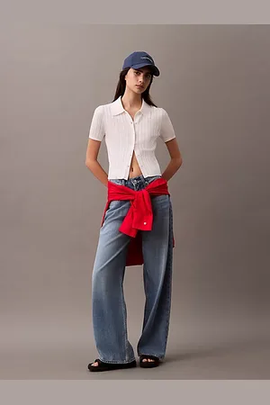 Calvin Klein Smooth Knit Cropped Polo Top