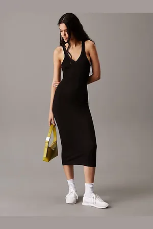 Calvin Klein Soft Knit V-Neck Midi Dress