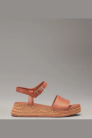 Calvin Klein Leather Espadrille Platform Sandals