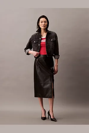 Calvin Klein Leather Midi Skirt