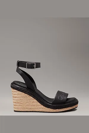 Calvin Klein Leather Espadrille Wedge Sandals