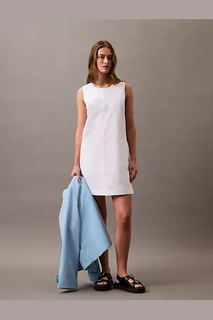 Calvin Klein Sleeveless Cotton Poplin Mini Dress
