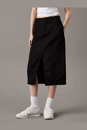 Calvin Klein Cotton Linen Twill Midi Skirt