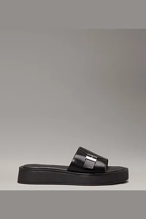 Calvin Klein Leather Platform Sliders