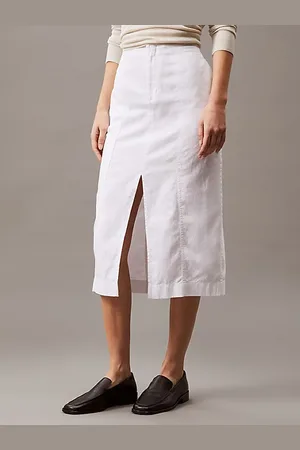 Calvin Klein Cotton Linen Twill Midi Skirt