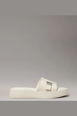 Calvin Klein Leather Platform Sliders