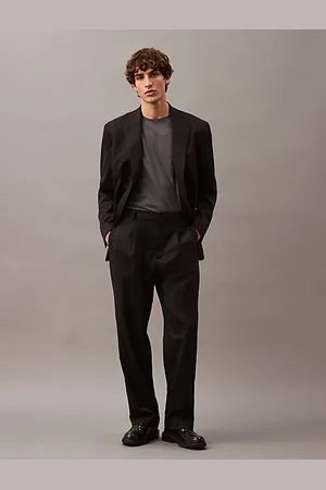 Calvin Klein Pleated Wool Gabardine Blend Trousers