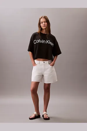 Calvin Klein Logo Graphic Boxy Cropped T-Shirt