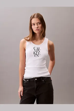 Calvin Klein Logo Graphic Ribbed Tank Top