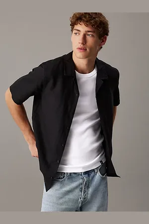 Calvin Klein Linen Cotton Cuban Collar Shirt