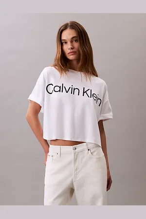 Calvin Klein Logo Graphic Boxy Cropped T-Shirt