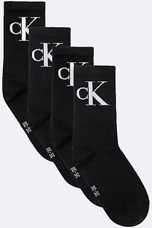 Calvin Klein 4 Pack Soft Combed Cotton Logo Crew Socks