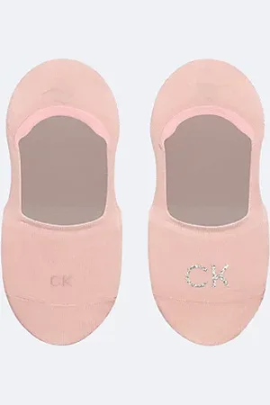 Calvin Klein 2 Pack Soft Cotton Shiny Logo Invisible Socks