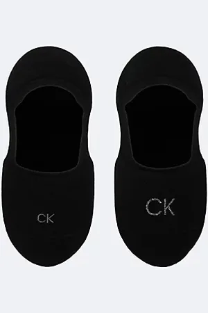 Calvin Klein 2 Pack Soft Cotton Shiny Logo Invisible Socks